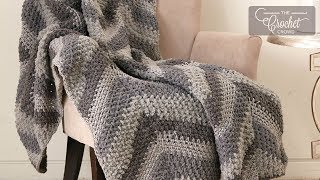 Crochet Chevron Panels Blanket  EASY  The Crochet Crowd [upl. by Akim894]