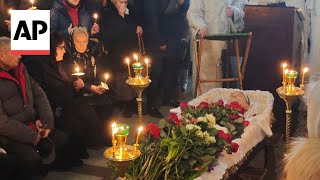 Scenes inside Moscow church during farewell ceremony for Alexei Navalny [upl. by Adnylam690]