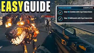 Slow 10 Hellhounds with Cryo Freeze Ammo Mod in Modern Warfare Zombies  Freezer Burn Mission Guide [upl. by Kuhlman]