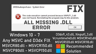 How to Fix All Missing DLL file Error in Windows 10 81 8 7  MSVCR amp MSVCP 150 140 120 110 [upl. by Assiled118]