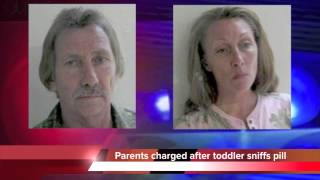 Parents arrested after toddler sniffs pain pill  Kenneth Hatfield and Rebecca Jones [upl. by Enelyar135]