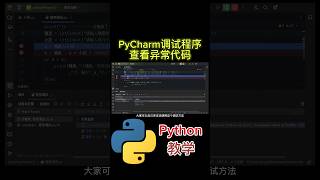 PyCharm调试程序 查看异常代码 python tutorial python python教学 python编程 python入门 coding 基础代码 [upl. by Ishmul]