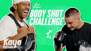 Josh AddoCarr takes on the body shot challenge with Tim Tszyu  Boxing  Kayo Sports [upl. by Ehav]