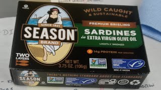 Season brand premium brisling sardines review [upl. by Bear]