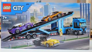 LEGO City 60408 Car Transporter Truck with Sports Cars – LEGO Speed Build Review [upl. by Adnoved186]