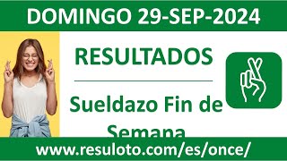 Resultado del sorteo Sueldazo Fin de Semana del domingo 29 de septiembre de 2024 [upl. by Joli892]