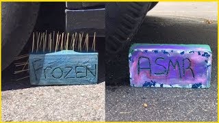 Crushing Crunchy amp Soft Floral Foam by Car  Wet Vs Dry and Frozen More Satisfying ASMR [upl. by Erreipnaej]