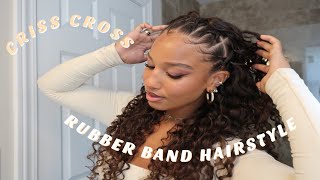 TUTORIAL  CRISS CROSS RUBBER BAND HAIRSTYLE [upl. by Mandle317]