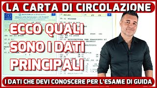 LA CARTA DI CIRCOLAZIONE I PRINCIPALI DATI DA CONOSCERE PER AFFRONTARE LESAME DI GUIDA [upl. by Scoter1]