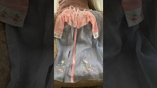 Periwinkle blue and floral pink hanbok Korean dress Korea shortsfeed dress hanbok viral korea [upl. by Anilok185]