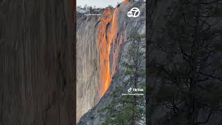 Annual firefall phenomenon captured at Yosemite National Park [upl. by Ahsiuqat]