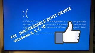 INACCESSIBLE BOOT DEVICE Windows 8 8 1 10 Easiest Way to Fix Deutsch [upl. by Eniladam]