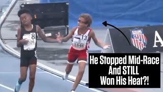 Kid Stops MidRace And Still Comes Back To Win 800m At AAU Junior Olympics 2023 [upl. by Ahsiel379]