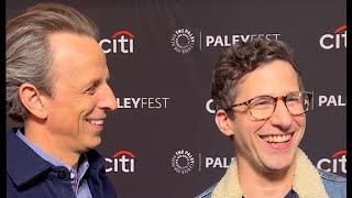 Andy Samberg helps Seth Meyers celebrate 10 years of Late Night at PaleyFest 2024 [upl. by Nodnar]