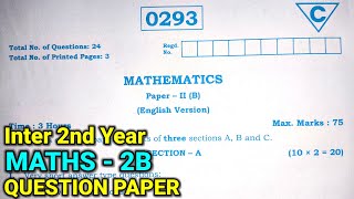 Inter 2nd year  Maths2B Board Exam Question paper 20242nd year Maths2B board exam questionpaper [upl. by Melac]