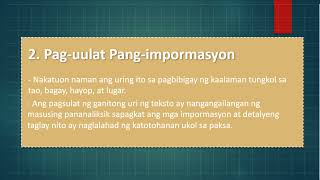 Tekstong Impormatibo Mga Uri at Mga Katangian Nito [upl. by Ellinad488]