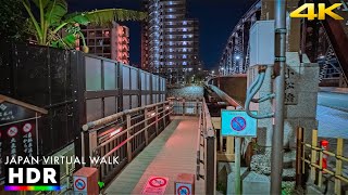 Tokyo Kotoku Night Walk Japan • 4K HDR [upl. by Calvinna]