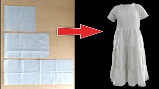 DIY Layered Dress  Simple Dress And Pattern  5 Minute Crafts Dress [upl. by Mandler]