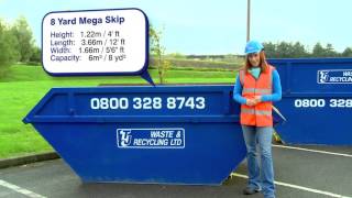 Skip Hire Info  8 Cubic Yard Mega Skip  Available from TJ Waste [upl. by Odrareg]