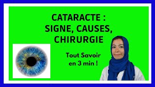 CATARACTE  Symptômes  Chirurgie du cristallin en 3 min [upl. by Aisnetroh469]