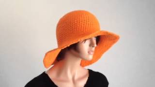 Summer Project 1 Crochet Wide Brimmed Orange Cotton Hat [upl. by Hurlow606]