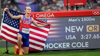 Cole Hocker pulls Olympic shocker in mens 1500m to win gold Yared Nuguse takes bronze [upl. by Onitnevuj]