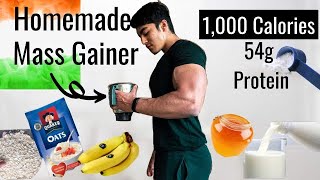 HOMEMADE 1000 Calorie Mass Gainer Shake Recipe for Muscle Building [upl. by Eilahs]