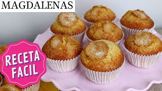 MAGDALENAS MUY ESPONJOSAS Y CON COPETE ✅  RECETA FACIL  LaDulcepedia [upl. by Nylednarb557]