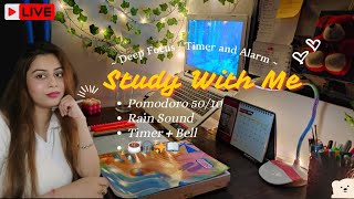 LIVE  10 Hrs 📚Study With Me  Pomodoro Timer 5010 amp Rain Sound  CA CMA CS NEET UPSC JEE [upl. by Iuq767]