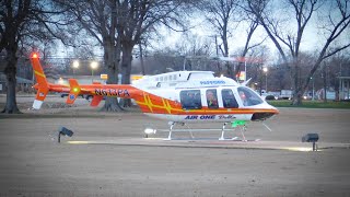 Pafford Air One Delta departing Bolivar Medical Center on a cloudy afternoon [upl. by Annekahs]