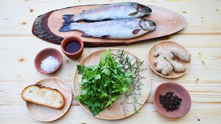 Spit Roasted Trouts with Green Sauce – Medieval Recipe [upl. by Heyward]