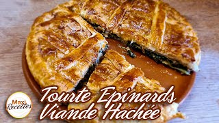 Tourte Epinards Viande Hachée Oignon  Recette Facile [upl. by Ortrud296]