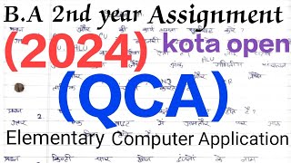 QCABA 2nd year assignment solutionsElementary computer application kota open assignmentvmou [upl. by Dorette]