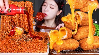 ASMR MUKBANG  핵불닭소스 콸콸 부어 먹는 불닭볶음면 amp 체다치즈폭탄돈까스 먹방 BULDAK SPICY CHICKEN RAMEN amp CHEESE KATSU CUTLET [upl. by Lewan]