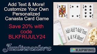 Add Text amp More Customize Your Own Personalized Canasta Card Game Justinsestore [upl. by Accem495]