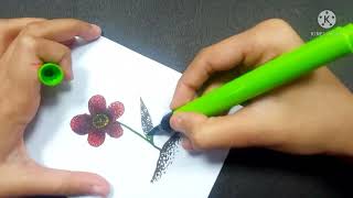 How to draw a flower by pointillism Art easy and simple for kids arts and crafts [upl. by Morgenthaler]