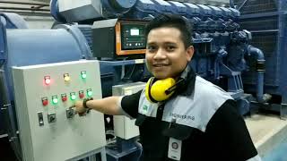 Start up Mesin genset MITSUBISHI V16 amp Simulasi conecting ke beban  Incoming PKG  LVMDP [upl. by Ylrahc]