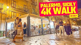 Palermo Sicily  Italy 🇮🇹 4K night walking tour [upl. by Maeve]