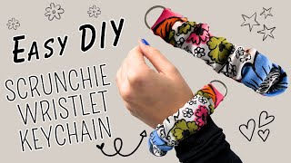 How To Make Scrunchie Wristlet Keychain  DIY Wristlet Key Fob  Easy and Quick Sewing Tutorial [upl. by Burkhart]