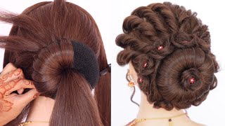 brilliant bun hairstyle for bridal  hairstyle for women [upl. by Ysset155]