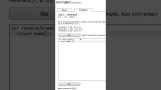 reverse3  CodingBat Python List 1 Solution [upl. by Calle]