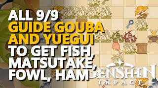 Guide Gouba and Yuegui to obtain the Fish Matsutake Fowl Ham Together Genshin Impact [upl. by Seuqram]