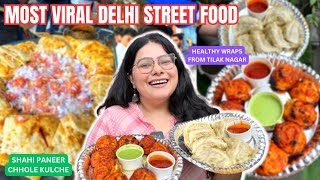 VIRAL DELHI STREET FOOD  Janakpuri Shahi Paneer Chhole Kulche Wrap Hut Best West DELHI Momos [upl. by Nasaj478]