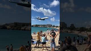 Gulfstream G550 Landing  SXM St Maarten Maho Beach Plane Spotting [upl. by Arolf405]