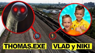 Mi dron captura THOMAS EL TRENEXE con VLAD Y NIKI en UNA ESTACIÓN DE TREN ABANDONADA [upl. by Ainecey390]