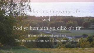 Wrth Feddwl am fy Nghymru  Dafydd Iwan geiriau  lyrics [upl. by Ainoloppa]