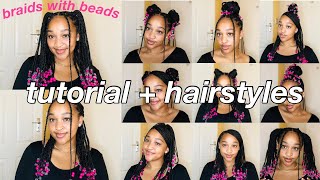 HOW TO DO KNOTLESS BRAIDS WITH BEADS  HAIRSTYLES [upl. by Gerk]