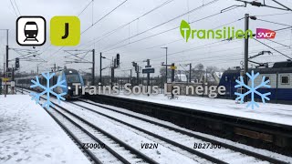 Les trains sous la neige 2021 ligne J Transilien SNCF [upl. by Leban]