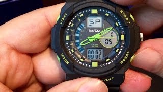 12 BesWLZ Military DualTime Digital Analog Chronograph Sport Wrist Watch Review [upl. by Tutankhamen24]