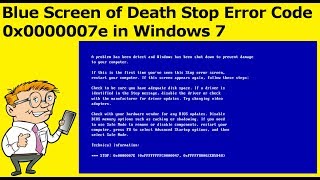 Blue Screen of Death Stop Error Code 0x0000007e in Windows 7 [upl. by Siravat]